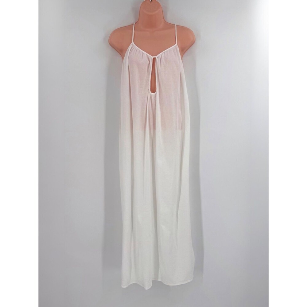 9 Seed Keyhole Crisscross Open Back Maxi Dress Coverup | White | One Size